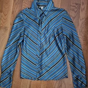 Vintage Old Navy Multicolor Striped Button-Down Blouse Size S/M